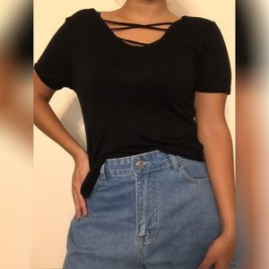 Black criss cross top